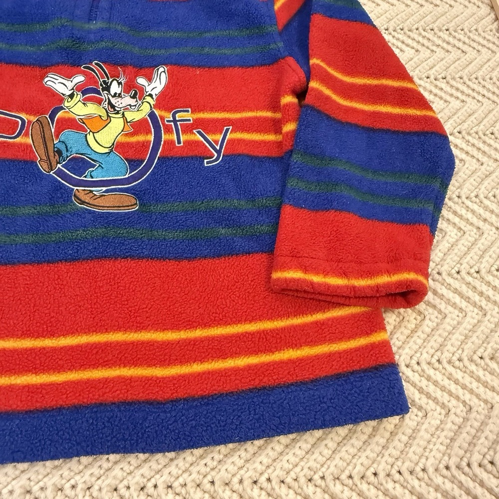 The Disney Store Goofy 1/4 Zip Fleece Youth Small Stripe Vintage 90s Retro - Picture 4 of 8